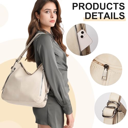 Image of PU Leather Purses 3PCS, Hobo Crossbody Bags Set for Women, 3 in 1 Convertible Backpack for Ladies Shoulder Bags satchel Bags