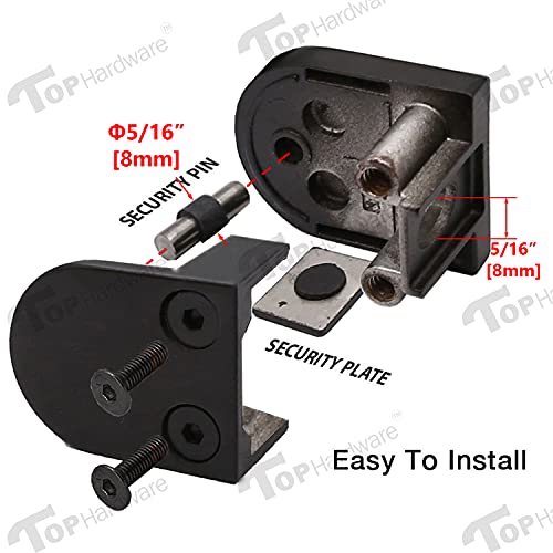 Image of 40-Pack, Stainless Steel 316 Grade Flat Back Round Glass Clamp 63 x 45 mm for 3 /8 inch - 1 /2 inch Tempered Glass or Laminated Glass, Matt Black Finish (GC-064B-40)