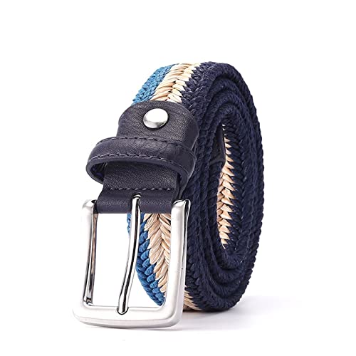 Briaded Belts For Men Women Woven Belt No Holes No Stretch Belts 3.5 CM Width Belt Length 32 To 59 Inch Waist(46in/115cm,GreyStrawNavy)2