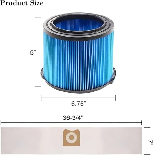 Image of 4 Pack VF3500 Replacement Filter and 4 Pack VF3501 Vacuum Bags for Ridgid Wet Dry Vac filters 3-4.5 Gallon Vacuums, Fits WD3050, WD4070, WD4080, WD4522, 4000RV, 4500RV