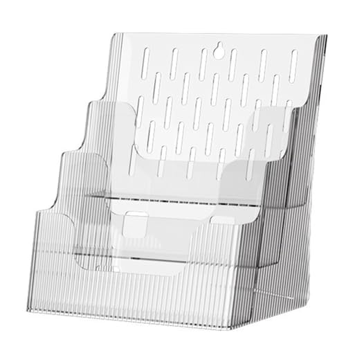 Fwefydwe A4 ファイルディスプレイ クリア 収納ボックス オフィス A4 シングルレイヤー デスクトップ ファイル ソーター ポケット ブックレット パンフレット ホルダー ホワイト