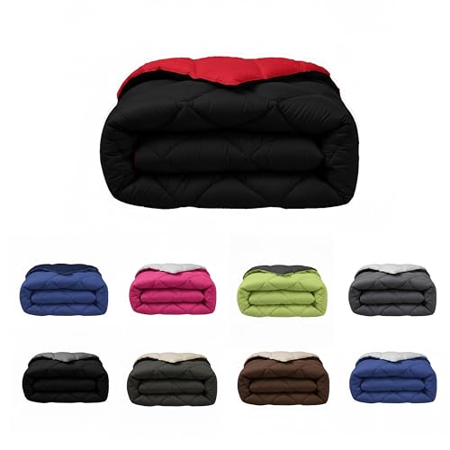 SABANALIA - Edredon Cama 135 y Edredon Cama 150 | 240x270 | Edredón nórdico de 400 g Reversible (Bicolor) | Relleno de Fibra Hueca Virgen Siliconada | Hipoalergénico | Color Rojo y Negro