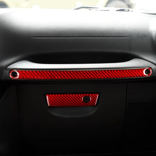 UOADA Real Premium 3K Soft Carbon Fiber 2pcs Car Interior Co-Pilot Glove Box Trim Strip Sticker Decal Cover Compatible with Jeep Wrangler 2011 2012 2013 2014 2015 2016 2017