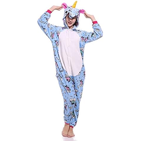 Hycomell Unicorn Onesie Pajamas Winter Warm Soft Flannel Pyjamas 3D Cartoon Animal Style Costume Hooded Jumpsuit for Women Girls Cosplay Idear Gift in Chrismas Halloween Novelty Costume Cover