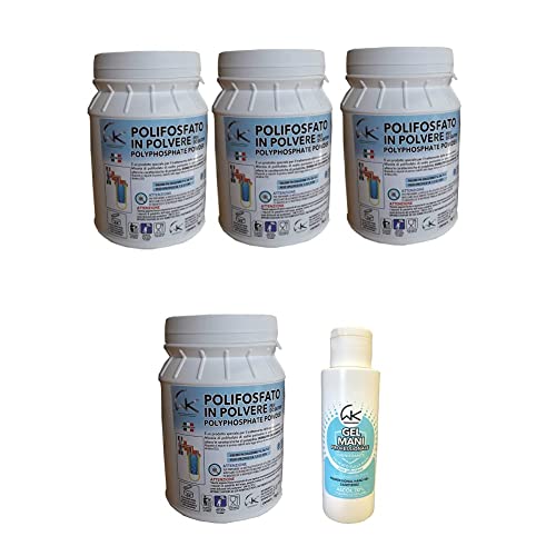 WK Polifosfato in Polvere | Ricarica in polvere per dosatori di polifosfati | 1 Kg | 3 Pezzi | Made in Italy & Polifosfato in Polvere 1 Kg per Dosatori | gel mani igienizzante 100 ml 70% alcool