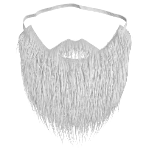 EMORBALS Fake Beard White Beard Costume for Teens and Adults Elastic Band Design(White)