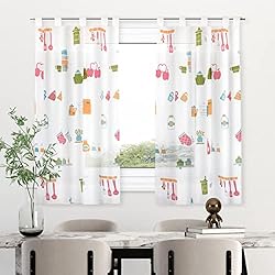 HOMEYA - Cortina Cocina Translúcida 140x140cm - Visillo Transparente Estampado para Ventana, Marco de Puerta - 1 Unidad