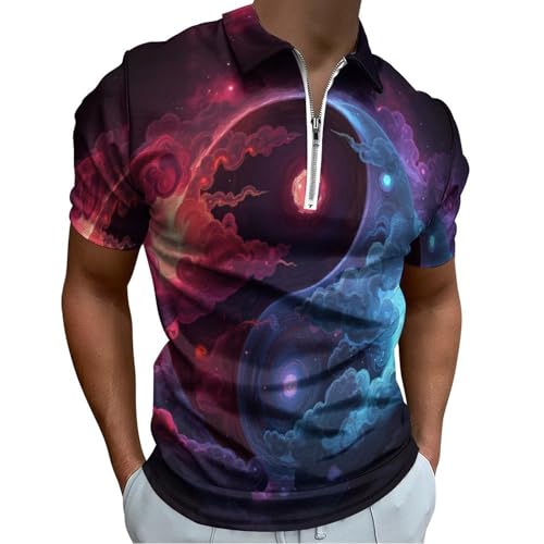 Polo homme manches courtes respirant et léger motif géométrique