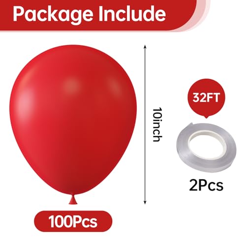 Image of 10 Inch Red Balloons, 100 Pcs Latex Helium Balloons for Kid's Birthday Party Baby Shower Wedding Graduation Graduation Party Decorations