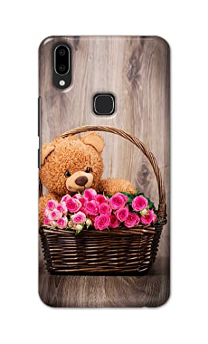 Image of PRINTFIDAA Roses and Teddy Bear in The Wicker Hard Back Cover for Vivo V9 / V9 Youth /Vivo Y85 / Vivo Z1 / Y89 Back Cover -(P6) KAT1004