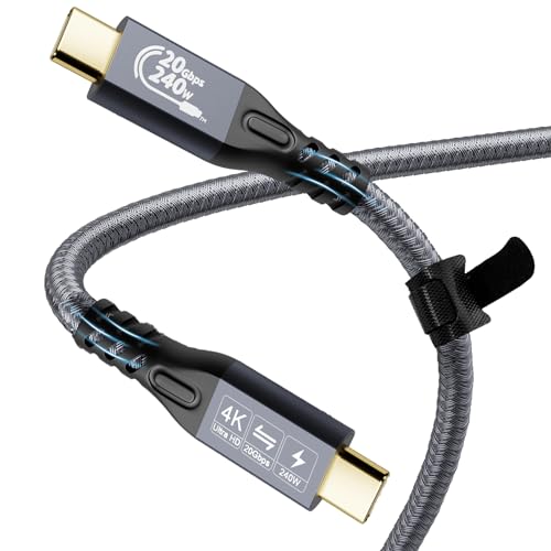 YIWENTEC USB C Cable to USB C 3.2 Male Gen2 × 2 Type C Charging Cable, 20 Gbps Data Transfer, 240 W 48 V/5 A Fast Charging Cable, 4K @ 60Hz Video Transfer (Straight, 3M)