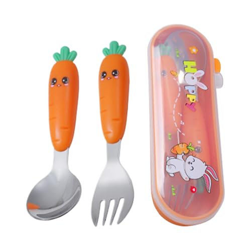 Posate Per Bambini, Forchette E Cucchiai Set Per Bambini, Posate Viaggio Set Con Custodia, Kit Stoviglie In Acciaio Inox, Facili Pulire, Per Cene In Famiglia Casa, A Scuola, Ristoranti E Viaggi