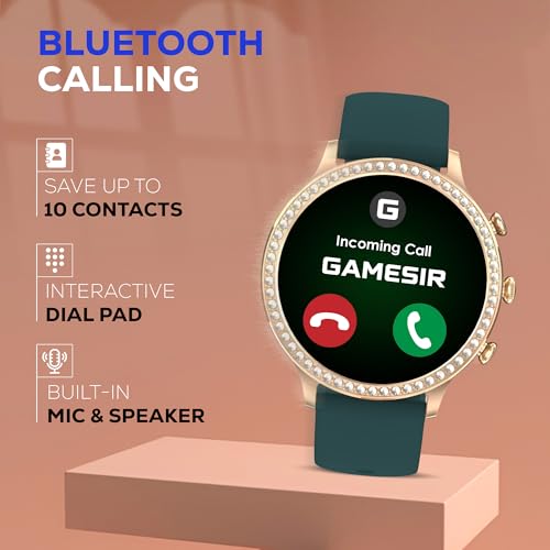 Image of GameSir GenDiva Smartwatch for Women with Bluetooth Calling, 1.69 inch AMOLED Display, 100+ Sports Modes, Health & Sleep Monitor, Voice Assistant, IP68 Waterproof, Long Battery Life, (Green)