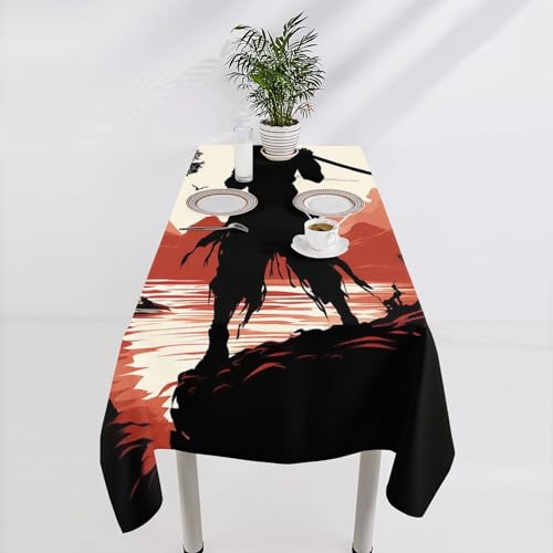 Nappe rectangulaire table de samouraï lin rustique anti-tache 140x140