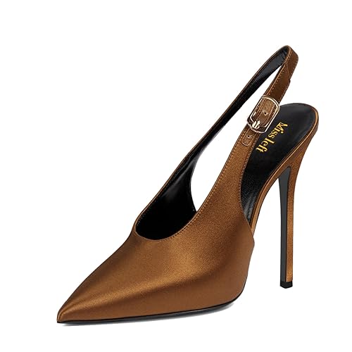 miss left Women Classic Stiletto Slingback Closed Pointy Toe High Heel Pumps Slip On Ankle Backstrap Sandals Elegant Evening Shoes Size 4-16 US