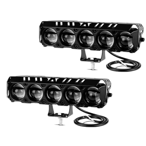 CREZYSKY Super Bright 5 LED Powerful Focus Fog Light for Bikes and Car 12V-80V | Devil Eye Fog Lamp | Reflecting 5 in 1 Mode White, Yellow, Red, Yellow & White and Y&W Flashing (PACK OF 2)