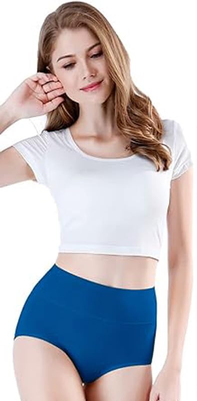 Image of DIVING DEEP Women's Briefs, 4 Pack, High Waisted Underwear, Comfortable Cotton Panties