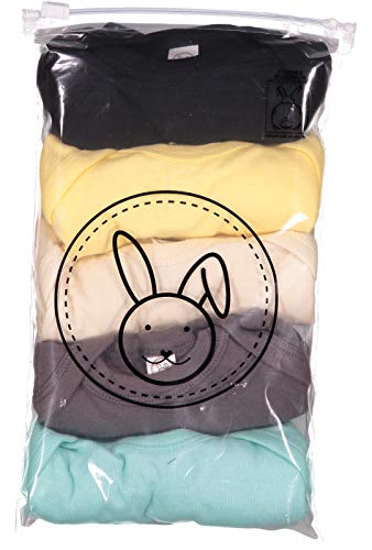 Rabbit Skins Baby Bodysuit Girl & Boy | Newborn 0-3 Months To 24 Months 5-Pack Bulk Set, Snap Easy Closure, Born Free: Black/Banana/Natural/Charcoal/Chill, 6 Months #TOP1