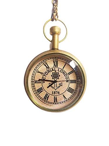 Ridhi Home & Decor - Vintage Brass Victoria London (1876) Dial Pocket Watch Back Side Engraving with Wooden Box (B0833TL2DL) Amazon Price History, Amazon Price Tracker