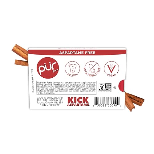 Image of PUR Gum, Cinnamon, Xylitol Gum, No Artificial Flavor, 108 Count (12x9)