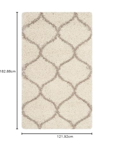 Image of Fur Shaggy Rectangular Rugs And Carpets, Modern Plush Area Rug For Bedroom Living Room Floor Mat Bedside Home Decor Carpet (4X6Feet, Ivory|Beige)