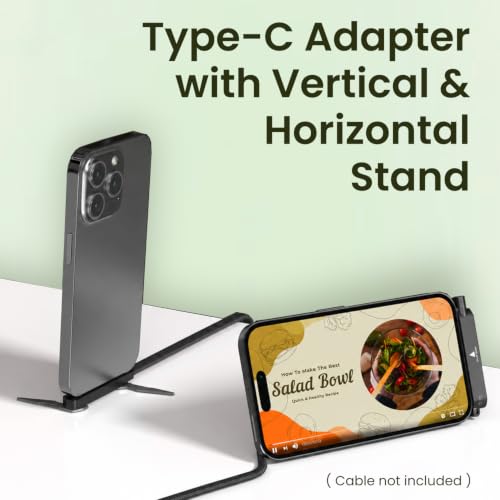 Image of Portronics 240W Dockpin Type C to Type C Adapter with in Built Stand, Smart E-Marker Chipset, Pocket-Sized Connector, Compact Cable-Free Design, Compatible with Laptops, Smartphones, Tablets(Black)