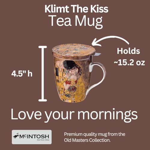 Taza de té McIntosh The Kiss Bone China 15 oz con infusor miniatura 5
