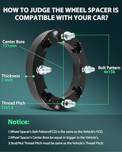 Image of SCITOO 1 inch Wheel Spacers 4x156 for Polaris General 1000 4Pcs