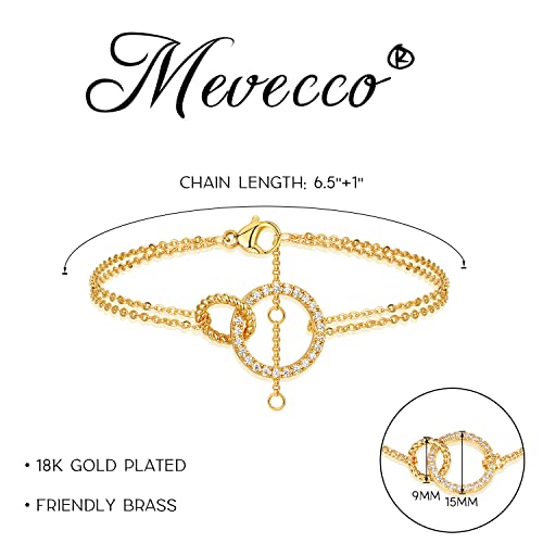 MEVECCO Women Gold Chain Bracelet, 18K Gold Plated Karma Adjustable Layered Bracelet Delicate Minimalist Handmade Bracelet for Women Jewelry4