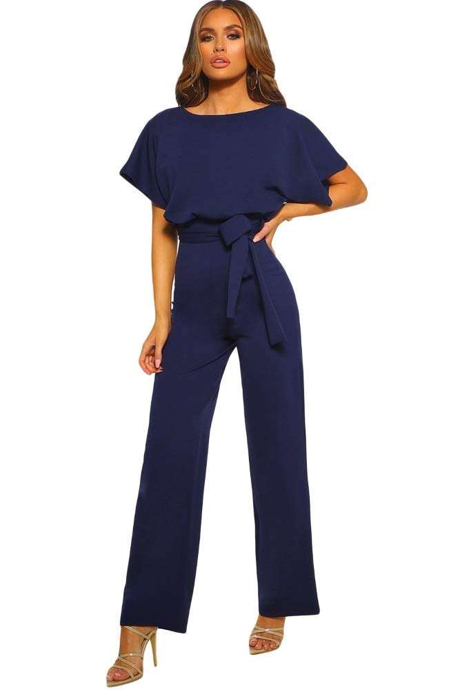 emmarcon Mono largo elegante, traje de ceremonia para mujer, manga corta de murciélago