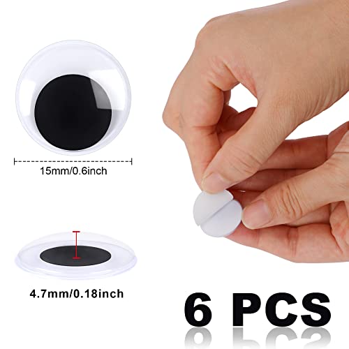 6 Pieces 0.6 Inch Googly Google Eyes, Petknows Wiggle Eyes Self Adhesive Googlie Craft #TOP1