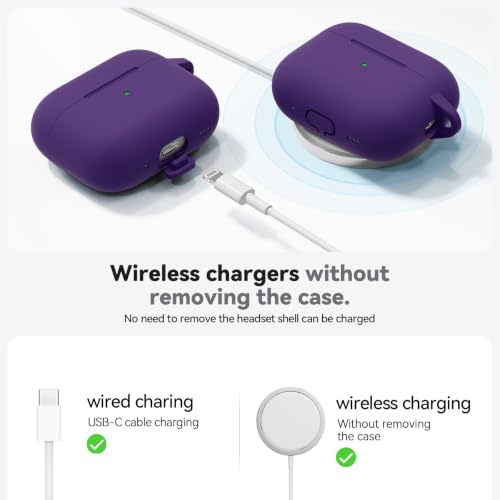 Image of Ljusmicker for AirPods Pro 3 Case 2025 with Cleaner Kit,Dark Purple | Soft Silicone Protective Cover for Apple AirPod Pro 3rd Generation Case with Keychain for Women Men,Shockproof