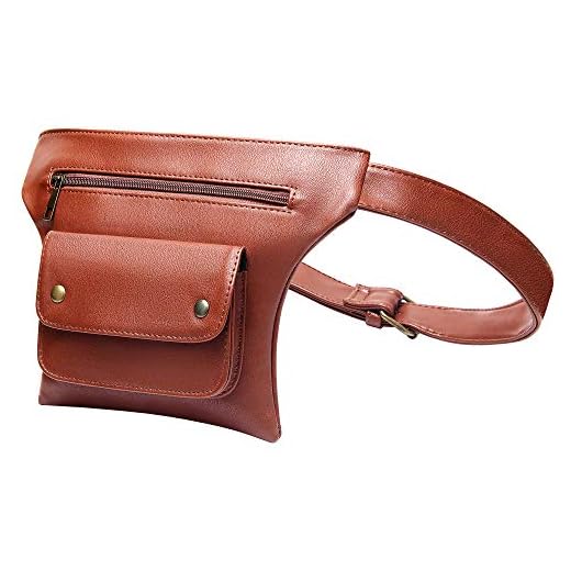 Badiya Couples Multifunction PU Leather Waist Packs with Cell Phone Pouch