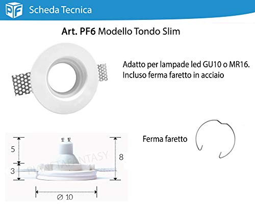 Porta Faretto in Gesso Ceramico a Scomparsa PF6 +