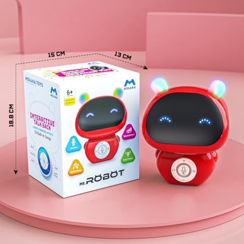 Image of Mirana Mr. Robot | Smart Interactive Talkback Toy for Kids | USB Rechargeable Type-C | in-Built Music | Best Gift for Boys & Girls 2 3 4 5 6 7 8+ Years (Red)