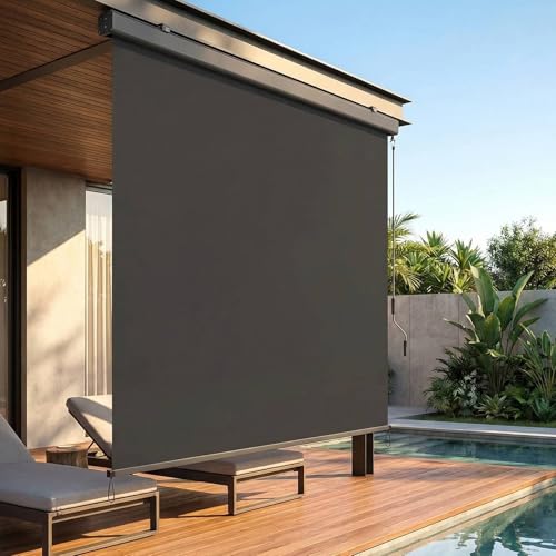 Toldo vertical enrollable contra el viento y calor en exteriores 2
