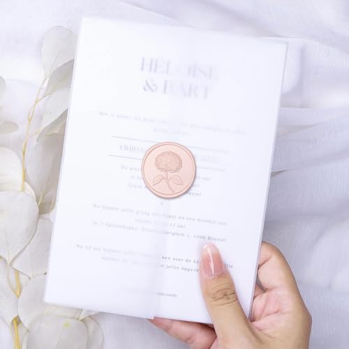 UNIQOOO Wax Seal Stickers - 3D Hydrangea Floral Wedding Invitation Envelope Seal Stickers, 50 Pcs Self- Adhesive Flower Blush Pink Stickers, Perfect for Invitation, Christmas, Gift Wrapping by UNIQOOO - Used condition - Image 4
