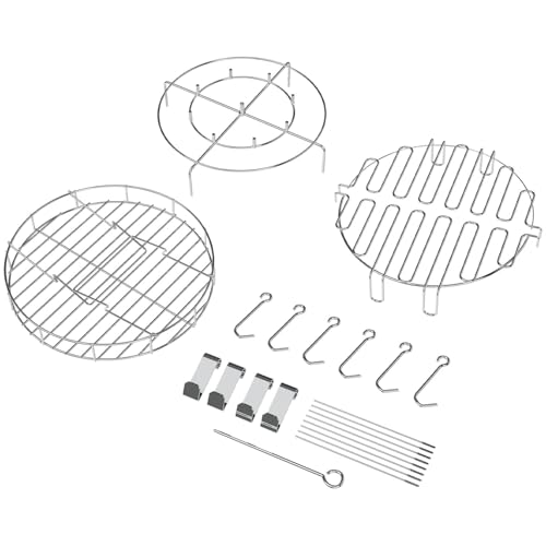Turkey Fryer Accessories Kit with Bunk Bed Basket for Char-Broil The Big Easy Oil-Less Turkey Fryer, Stand, Skewers, Hooks for Big Easy Oil-Less Outdoor Fryer Accessories, Turkey Fryer Roasting Rack