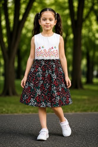 Image of EIO Girls Cotton Frock Dress Combo Pack et | Multicolor Knee Length Casual Dresses for Kids | Soft & Breathable Summer Wear Outfit Frock Set
