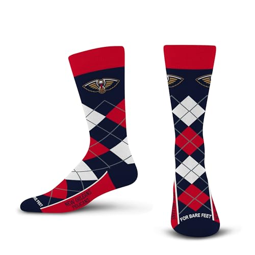 For Bare Feet NBA NEW ORLEANS PELICANS Argyle Remix Premium Dress Sock Team Color OSFM by For Bare Feet - Used condition - US$11.88