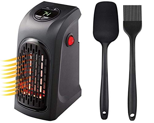 Laprex Portable Heater, 400W Handy Heater Plug-In Electric Heater Fan and black Silicone Spatula – Basting Brush Set, Heat Resistant Silicone Kitchen Utensils Set for Baking, Cooking COMBO OF 3 pcs