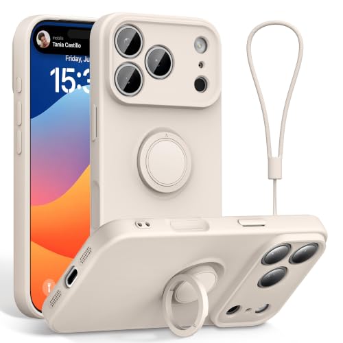pcgaga �V���R���d�b�P�[�X iPhone 18 Pro 16cm�p [�����O�z���_�[�X�^���h] | [���X�g�X�g���b�v] [�}�C�N���t�@�C�o�[���n] �X�����ϏՌ��ی�J�o�[, 16cm, �z���C�g�X�g�[��