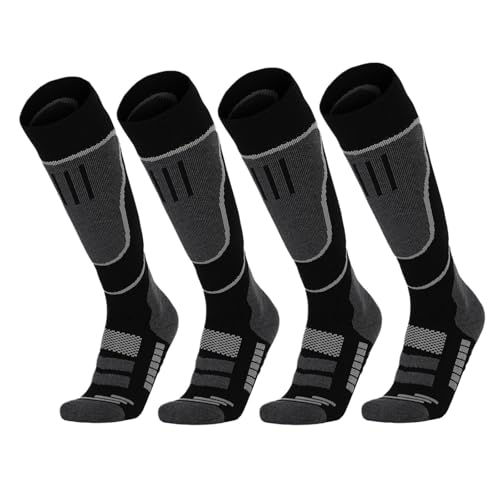 PSNKLMM 2 Pares De Calcetines De Esquí, Calcetines For Clima Frío For Snowboard, Nieve, Invierno, Calcetines Térmicos hasta La Rodilla, Caza para Deportes, Correr, Volar, Viaje(2 Blacks)