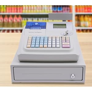 Small Business Electronic Cash Register 3000U All-in-One Electronic Cash Register w/Cash Drawer, Customer-Facing Digital LED Display, Thermal Receipt Printing,48 Keyboards,36 Departments,10000 PLUs