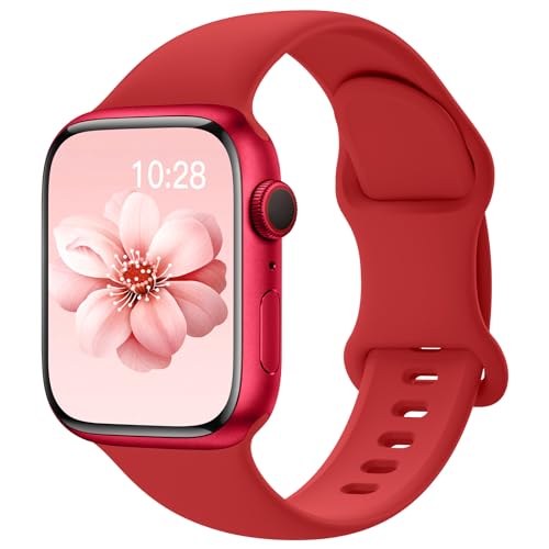 Image of Sport Silicone Band Compatible with Apple Watch Bands 40mm 38mm 41mm 44mm 45mm 42mm 49mm Women Men,Soft Wristband Waterproof Replacement Sport Strap for iWatch Bands Series 9 8 7 6 5 4 3 2 1 SE Ultra