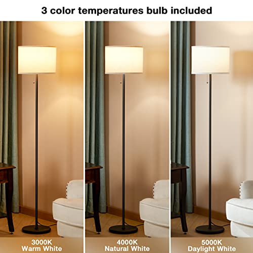 Ambimall Floor Lamp For Bedroom, 3 Color Temperature Led Floor Lamp With Pull Chain Switch, Modern Standing Lamps For Living Room, Office, Kids Room, Reading(Bulb Included) #TOP2