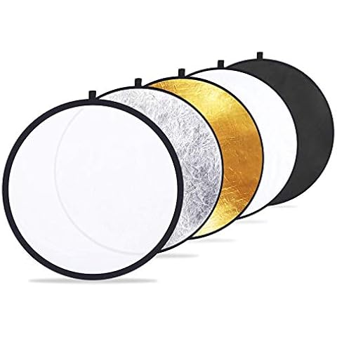 Etekcity 24" (60cm) 5-in-1 Photography Reflector Light Reflectors for Photography Multi-Disc Photo Reflector Collapsible with Bag - Translucent, Silver, Gold, White and Black Cover