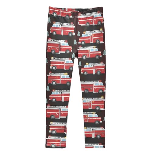 Red Fire Rescue Truck Girls Leggings Kids Yoga Pants Dance Active Tights 4T