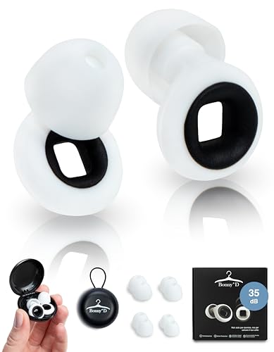 Bonny*D Tappi Orecchie Dormire 35dB Riutilizzabili, Tappi Per Orecchie Antirumore In Silicone, Più Comodi delle Cuffie Per Dormire, Ideali per Sonno Profondo, Studio, Iperacusia, Viaggi