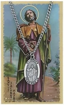 St James Prayer Card With Medal Pendant Charm Patron Saint Catholic Christian - Image 2
